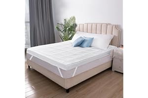 MS LINEN UK Mattress Topper Kingsize Bed – Extra Deep 10 cm thick King Size Mattress Toppers | Ultra Soft Box Quilted Firm Bed Toppers | Breathable & Non-Allergenic Filling with Elasticated Straps