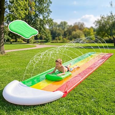 Tapis De Glisse D'eau Géant 4,80m – Toboggan Aquatique Requin Pour Jardin Et Piscine – Avec Jets Intégrés Et Planche Gonflable – été Fun Pour Petits Et Grands