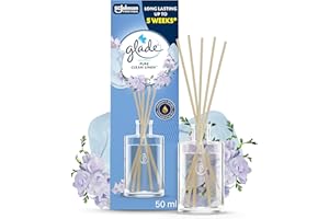 Glade Reed Diffuser, Home Fragrance Infused with Essential Oils, Room Air Freshener With Up to 5 Weeks of Continuous Fragrance, Clean Linen, 50ml