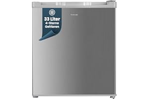 homeX Mini Gefrierschrank, Gefriertruhe klein - 33L Nutzinhalt, 4-Sterne Gefrierbox, freistehend, kompakte Tiefkühltruhe, Mini Freezer mit Temperaturregelung, kleiner Tiefkühlschrank, leise, silber