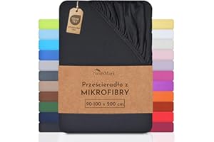NatureMark Prześcieradło z mikrofibry SPANNBETTLAKEN! wiele rozmiarów i kolorów markowych towarów (prześcieradło 90x200-120x200 cm, Czarny)