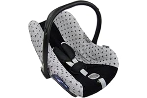 BAMBINIWELT Sommerbezug, Schonbezug, Bezug aus FROTTEE kompatibel mit Maxi Cosi CABRIOFIX STERNE (schwarz hellgrau schwarze Sterne) XX