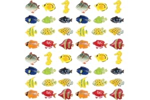 Boao 48 pezzi di pesce tropicale figura set da gioco, pesci tropicali favori di partito, assortiti giocattoli di plastica per pesci, animali marini giocattoli per bambini, lungo 1,5 pollici