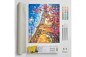 DonElton Malen nach Zahlen für Erwachsene, Städte – 40 x 50 cm, Malsets mit Pinseln, Acrylfarben und Leinen-Leinwand, rahmenlos – kreatives Geschenk (Paris)