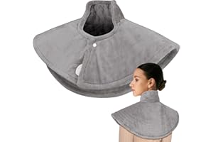 ROTOSAFETY Neck & Shoulders Heat Pad, Electric Neck Heating Pad with 9 Heat Options, Auto-Off Timer, Overheat Protection, Hand Washable Fast Heating Pad - Grey