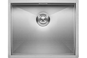 Kitchen Sink Mizzo Quadro 50-40 | 1.2mm Thick Stainless Steel Single Bowl with Satin Finish | Straight Corners Zero Radius Basin | 60cm Cabinet | Undermount Flushmount or Topmount Installation