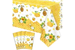 Dvaorc 4 Pack Bee Tovaglia Happy Bee Day Tovaglie Rettangolo Api di miele Bumble Copri tavola Tema ape Party Tovaglia Bee Compleanno Party Decorazioni 51 x 86 Pollici