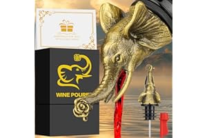 LULLEA Elephant Bec verseur et bouchon de bouteille de vin 2 en 1, cadeaux éléphants pour hommes et femmes, amateurs d'éléphants, bec verseur pour alcool spiritueux, accessoires de vin, cadeaux en bronze