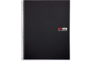 Miquelrius - Cahier A4, petits carreaux 5 mm, spirale microperforée, 4 trous pour classer, 140 feuilles 70 g/m², polypropylène opaque, 4 bandes de couleur, Notebook The Original, Noir