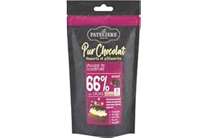 LA PATELIERE Palets de Chocolat Noir de Couverture 66% Cacao Origine Madagascar 200 g