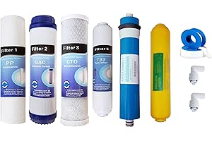 DEPURAGUA Depurtek Kit économie d'osmose inverse avec membrane 75 GPD + 6 filtres Compatible Moon Reminéraliseur élimine les solides, le chlore, les métaux lourds