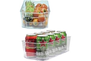 ROPO22 Organizador Cocina Apilable De Plástico Transparente de Grado Alimenticio Sin BPA de 31x16x8 cm. Organizador Nevera y Despensa Almacena y Ahorra Espacio. Paquete de 2 Cajas Organizadoras (2, 31x16x8)