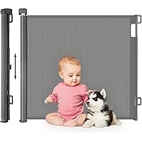 HollyHOME Retractable Stair Gate 180cm Extra Wide One Hand Operation Baby Gate Safety Gate for Baby and Pets Indoor & Outdoor