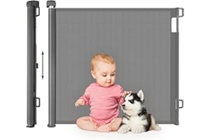 HollyHOME Treppenschutzgitter Ausziehbar 0-180cm, Extra Breit Babygitter, Einhandbedienung, Türschutzgitter für Babys und Haustiere, Kinderschutzgitter, Maschengitter für Treppen,Türen,Flure,Grau
