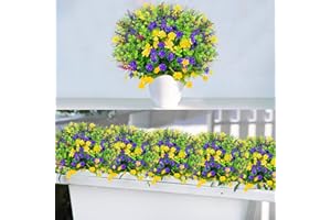 WINAROI 12 Bündel Künstliche Blumen Outdoor, Kunstblumen Deko, UV-beständig kunstblumen wie echt Sträucher Plastik Blumenstrauß für Aufhängen von Pflanzgefäßen, Veranda, Vase, Hausgarten