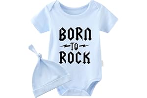 culbutomind Body Bébé Jumeaux Born To Rock Naissance Vêtement Fille Garçon Cadeaux Manches Courtes Jumeau Pyjama Bébé Avec Bonnet