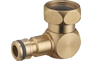 Conector de Latón para Soporte de Manguera de Riego con Codo Hembra y Tuerca Giratoria (3/4) - Conexión Automática AROZ