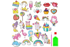 BETESSIN 30pz Pittura Diamante Bambini Adesivi Diamond Painting 5D Gelato Torta Pittura Diamante per Bambina con Kit Completo Creazione Mosaici Artigianato Fai da Te