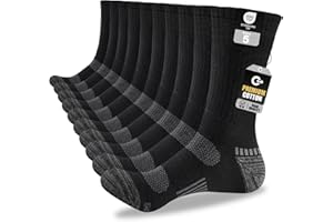 Cirorld Mens Sports Socks, 5 Pairs Breathable Thick Cushioned Crew Socks for Running, Hiking, Cycling & Outdoor Activities – Comfortable Cotton Work Socks