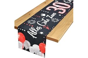 Voxisroma Deko 30. Geburtstag Frauen Männer Tischläufer,Rot Schwarz Tischdeko Geburtstag,30 Geburtstag deko,30 Geburtstag Party Deko Supplies,Geschenke Für Frau Mann 30 Geburtstag 183x33cm