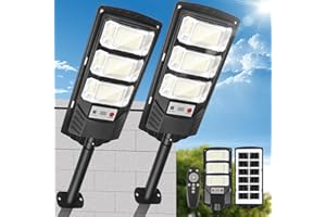 SENDALE Farolas Solares Exterior 300W, 63 LED Farola Potente con Control Remoto,IP66 Impermeable Luz Solar Exterior Sensor de Movimiento,Foco Solar Luz de Seguridad para Jardín, Patio,2 Paquetes