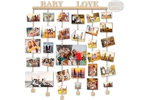 MOVEONSTEP Multi Photo Frames for Wall DIY Wood Picture Frames Collage for Home Decoration Photo Display Board for Hanging Prints (FRIEND BABY FAMILY LOVE Boards)