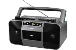 JENSEN MCR-1500 Portable Stereo CD Player and Dual-Deck Cassette Player/Recorder with AM/FM Radio, Gray