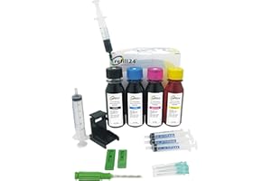 refill24 Kit de Recharge Compatible pour Cartouches d'encre Canon 545/546/545 XL/546 XL avec Bouteilles d'encre Noire et Couleur de Grande qualité, Support et Accessoires + 400 ML d'encre