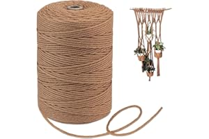 HOMEWIT Macrame Cord in Brown-tan, 3mm x 300m Macrame Rope Cotton 4-ply Natural Macrame Cotton Cord DIY Craft Cord Cotton Rope for Handmade Wall Hanging, Decorative Projects