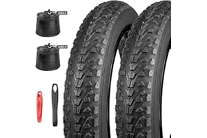 MEGHNA Lot de 2 pneus de vélo électrique 20/26" 3,0" + chambre à air AV32 mm 20 x 3,0/26 x 3,0 - Compatible avec VTT 76-406/559