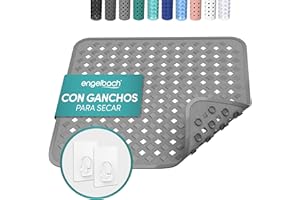 Engelbach® Alfombra Ducha Antideslizante 53x53cm - con 2 Ganchos para Secado rápido - Libre de BPA y antibacteriana - Alfombrilla Cuadrada Universal