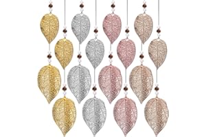 Towviy Suncatchers, ciondoli a forma di foglia in metallo, 16 pezzi + 48 perline decorative e filo, per la decorazione della casa, acchiappasogni e finestre