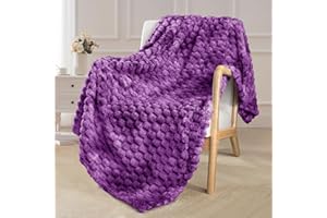 Exclusivo Mezcla Duży miękki koc polarowy na kanapę, stylowy, żakardowy, przytulny, ciepły, lekki i dekoracyjny, fioletowy koc