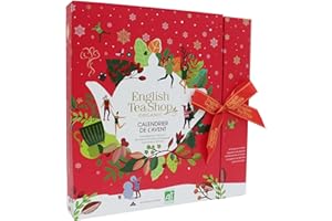 Calendrier de l'Avent de Thés & Infusions Bio - Livre Rouge Éco-Conçu - English Tea Shop - 25 sachets pyramides - 50g