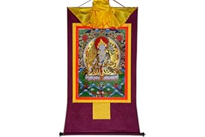 Gandhanra Tibetano Arte Tara Blanca Thangka - Gofrado en Caliente Tapiz Budista para Decoración Zen,Meditación y Cultura del Hogar