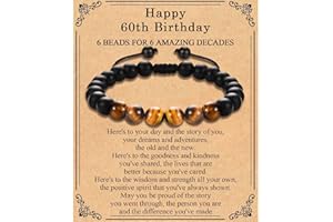 TEVOP 21st 30th 40th 50th 60th 70th Birthday Gifts for Men, Tiger Eye Stone Bracelet Birthday Presents for Him Grandad Dad Son Brother Grandson Friend, Perfect Mens Birthday Gift Ideas