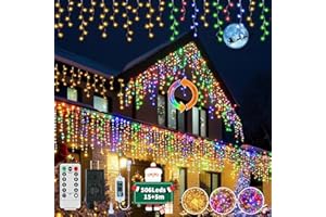 GCMacau 3 EN 1 Cortina Luces Navidad Exterior,15m+5m 506LED Cascada de Luces Navideñas con Mando a Distancia Temporizador 8 Modos, IP65 Impermeable Luci di Natale para Navidad, Ventana, Balcón, Bar