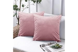 Opulent Dreams Velvet Cushion Covers (Pack of 2) - 45cm x 45cm (18x18 Inch) Square Throw Pillowcases - Ideal for Sofa and Bedroom - Featuring Invisible Zippers (Pink)