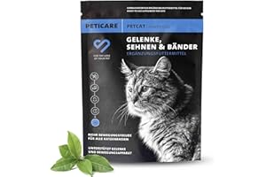 Peticare Gelenk-Pulver für Katzen | Mit MSM, Kollagen | unterstützt Gelenke, Bewegungsapparat, Beweglichkeit, nach Belastung | Keine Tabletten, Kapseln | Ergänzungsfutter-Mittel - petCat Health 3502