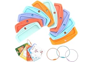 Viotiin 10Pcs Reusable Plastic Card Holder for Yoto Cards with 3 Ring Loops Portable Card Holder for Yoto Mini Player Audio Cards for Kids Traver Carrier Yoto Accessory Organizer Storage Set