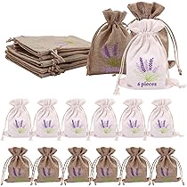 Geila 12er Set Duftbeutel - Lila Kordelzug Säckchen Aus Baumwolle-Ramie