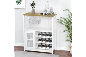WEJIUAFB Wine Bar Rack Cabinet, Adjustable Shelves Coffee Bar Cabinet With Mesh Door and Baffle Design, 36 In Tall Small Liquor Bar Cabinet for Home, Kitchen, Dinning Room - White