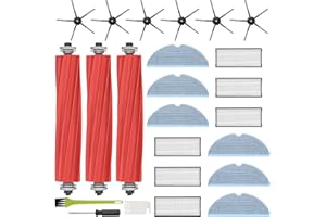 RUKHOOL Zubehör für Roborock S7 S7 Plus S7 Pro Ultra S7 Max Ultra S7 Maxv Ultra Ersatzteile für Roborock S7 Zubehörset 6 HAPE Filter 6 Wischtücher 3 Hauptbürste 6 Seitenbürsten