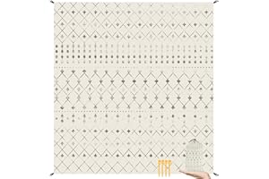 ‎JOPEE Jopee 280 x 300cm Stranddecke Sandfrei, Wasserdicht Picknickdecke für 4-8 Personen, Leicht und Tragbar Strandmatte mit 4 Heringen und 4 Ecktaschen, Outdoor Decke für Wandern, Reisen, Camping - Beige