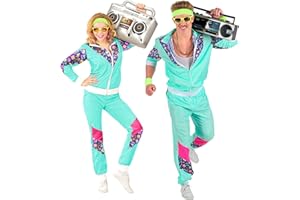 WIDMANN MILANO PARTY FASHION - Kostüm Trainingsanzug, mintgrün, 80er Jahre Outfit, Jogginganzug, Bad Taste Outfit, Faschingskostüme