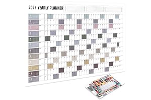LBQUTN 2027 XXL väggkalender 74,2 x 52,5 cm - årsplanerare 2027 affischstorlek för hem och kontor - väggkalender 2027 med organisationsklistermärken, hopfällbar