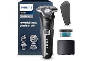 Philips Rasoir électrique Série 5000 pour homme Wet & Dry, avec tondeuse rétractable, station de nettoyage, coffret de voyage et cartouche Quick Clean (modèle S5898/50)