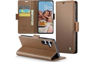 Rerzoiro fodral för Samsung Galaxy S25, premium PU-läder telefonfodral med RFID-blockering, ställ, kortplats, magnetiskt skyd