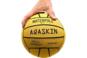 AQASKIN - Ballon de water-polo professionnel - Taille 5, 4, 3, 1 - Haute Qualité - Caoutchouc Ultra Grip - Pour Entraînement et Matchs - Boule de Water-polo - Couleur : Jaune, Noir, Italie, Tricolore