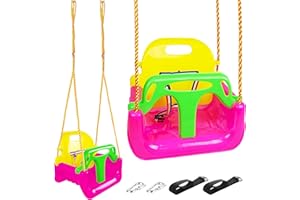 KINSPORY Toddler Swing 3-in-1, Kid Swing Seat for Kid, Baby Swing for Garden Home Playground Indoor Outdoor (Deep Pink)